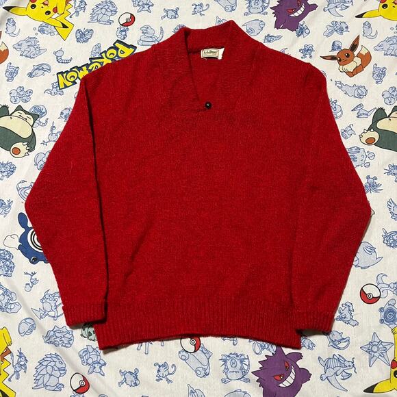 Vintage 80s L.L. Bean Heavyweight Red Wool Sweater - Picture 1 of 4